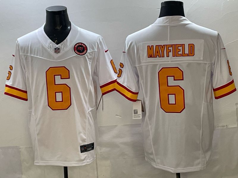 Men 2026 Nike Tampa Bay Buccaneers #6 Mayfield White 5th generation Throwback Limited NFL Jersey 006